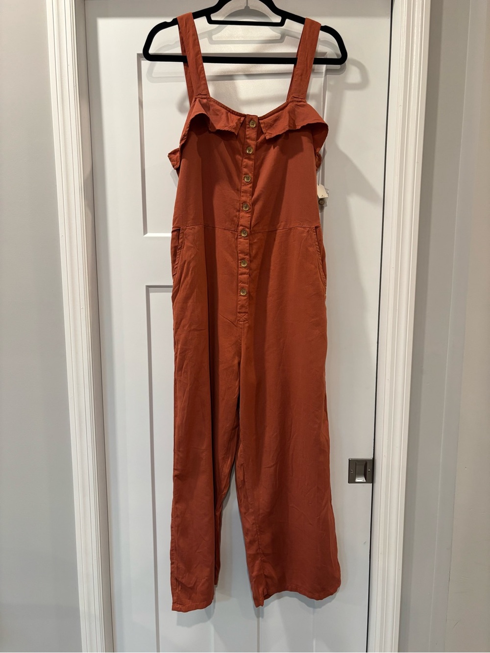 New Billabong Button-Front Wide-Leg Jumpsuit